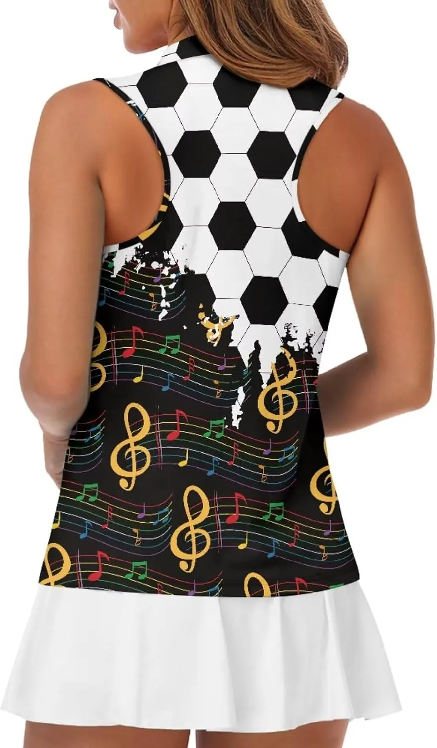 Womens Sleeveless Golf Shirts Zip Up V Neck Workout Tank Tops Quick Dry Lightweight Athletic Tops