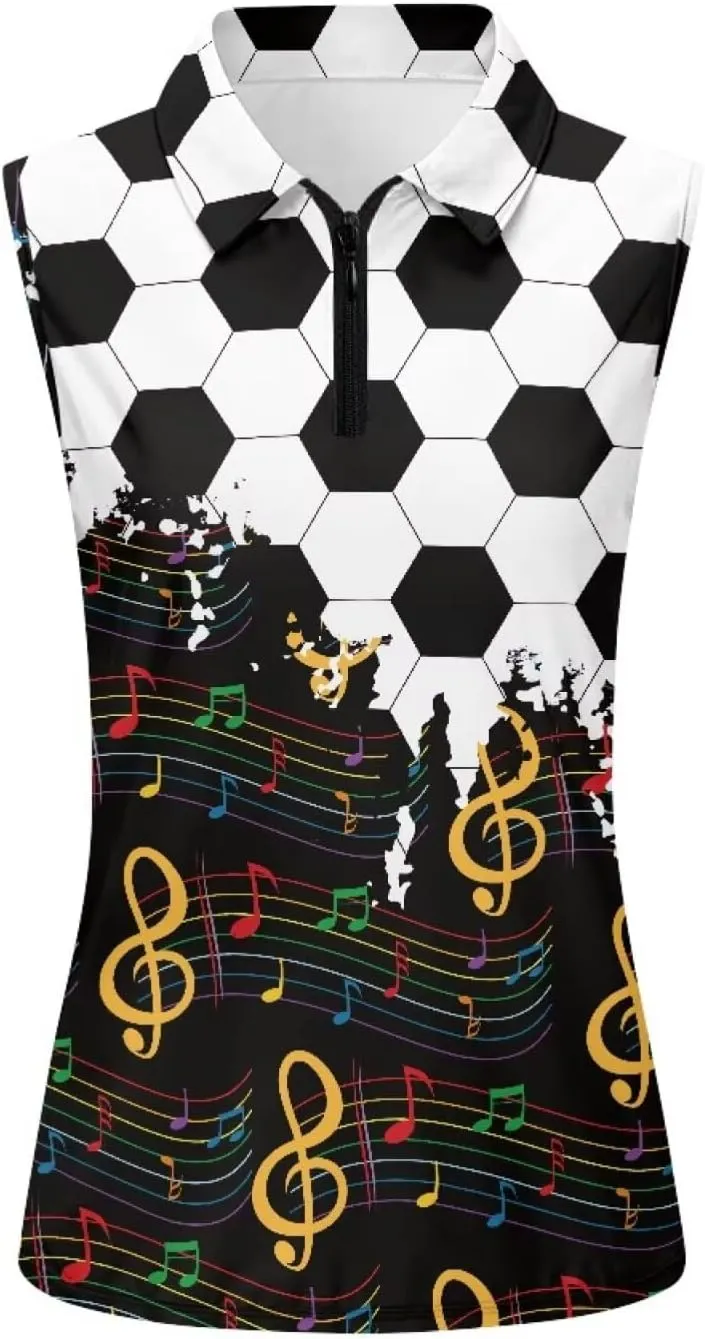 Womens Sleeveless Golf Shirts Zip Up V Neck Workout Tank Tops Quick Dry Lightweight Athletic Tops