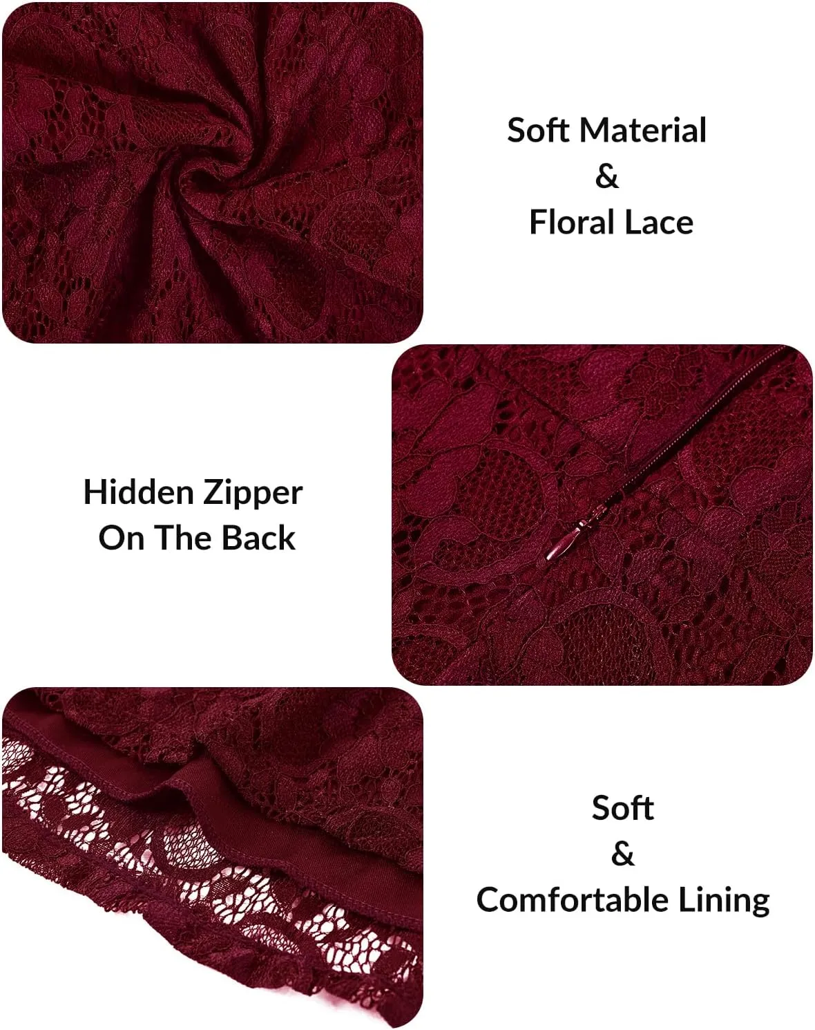 Women's Wedding Guest Plus Size Semi Formal Cocktail Lace Wrap V Neck Short Sleeve Knee Length Dress