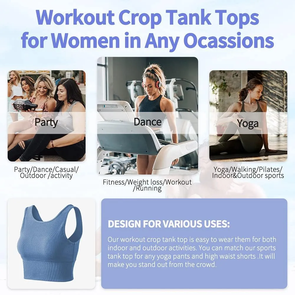 Workout Crop Tank Tops for Women Solid Comfort Sleeveless Shirts for Casual Sports Fitness Yoga Reversible Ribbed Tops